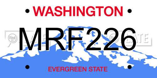 MRF226 Washington License Plate