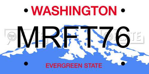 MRFT76 Washington License Plate