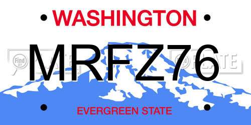 MRFZ76 Washington License Plate