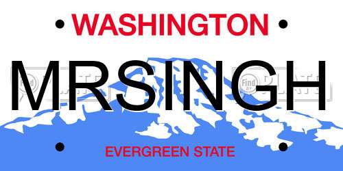 MRSINGH Washington License Plate