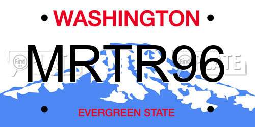 MRTR96 Washington License Plate