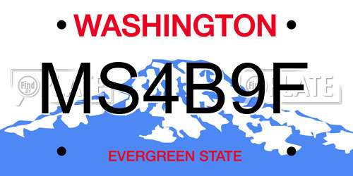 MS4B9F Washington License Plate