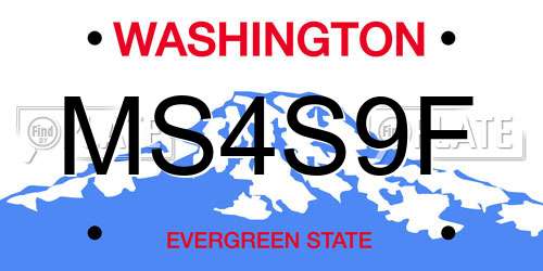 MS4S9F Washington License Plate