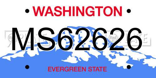 MS62626 Washington License Plate