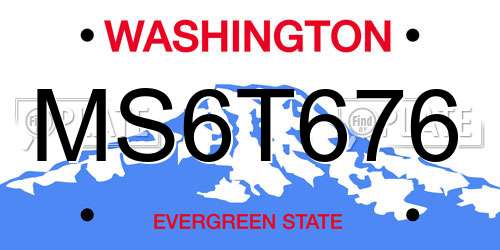 MS6T676 Washington License Plate