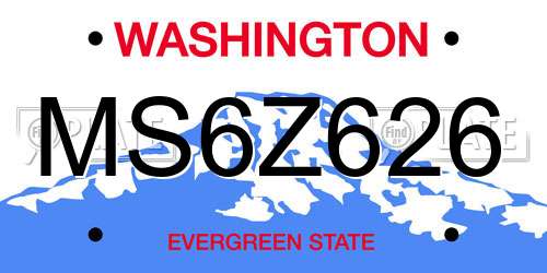 MS6Z626 Washington License Plate