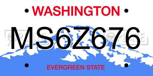 MS6Z676 Washington License Plate