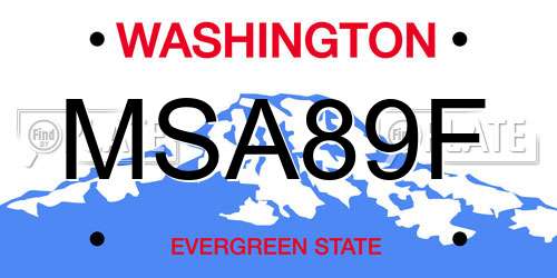 MSA89F Washington License Plate