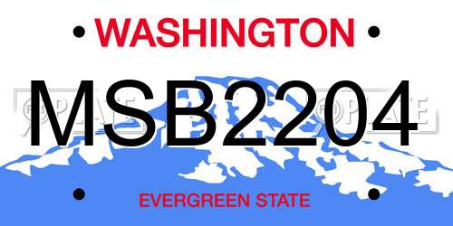 MSB2204 Washington License Plate