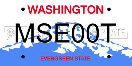 MSE00T Washington License Plate
