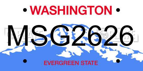 MSG2626 Washington License Plate