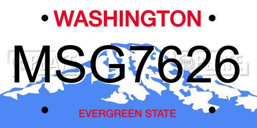 MSG7626 Washington License Plate