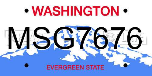 MSG7676 Washington License Plate