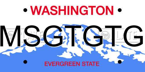 MSGTGTG Washington License Plate