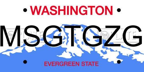 MSGTGZG Washington License Plate