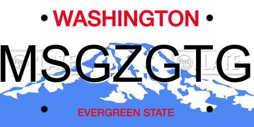 MSGZGTG Washington License Plate