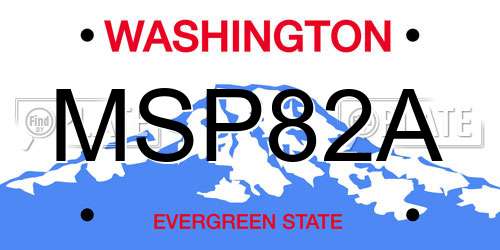 MSP82A Washington License Plate