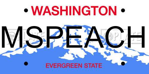 MSPEACH Washington License Plate
