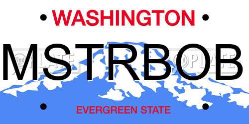 MSTRBOB Washington License Plate