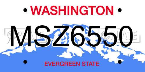MSZ6550 Washington License Plate