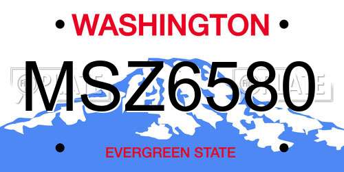 MSZ6580 Washington License Plate
