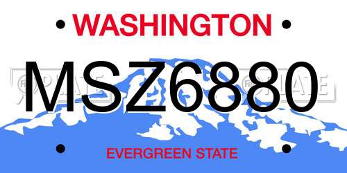MSZ6880 Washington License Plate