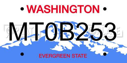 MT0B253 Washington License Plate