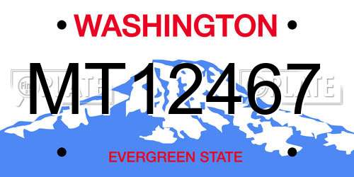MT12467 Washington License Plate