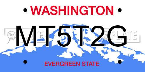 MT5T2G Washington License Plate