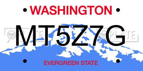 MT5Z7G Washington License Plate