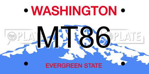 MT86 Washington License Plate