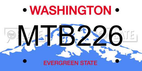MTB226 Washington License Plate