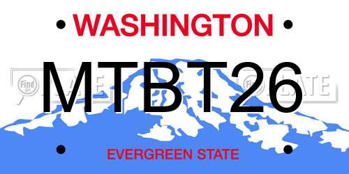 MTBT26 Washington License Plate
