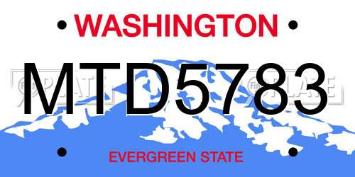 MTD5783 Washington License Plate