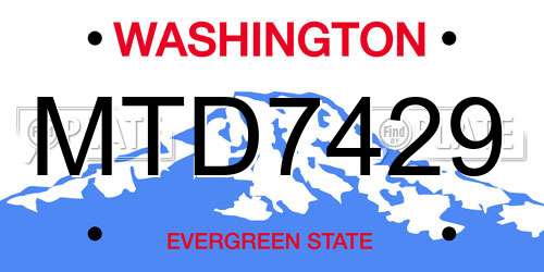 MTD7429 Washington License Plate