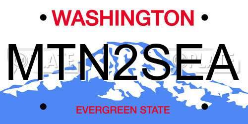 MTN2SEA Washington License Plate