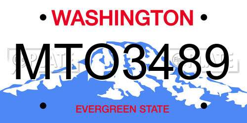 MTO3489 Washington License Plate