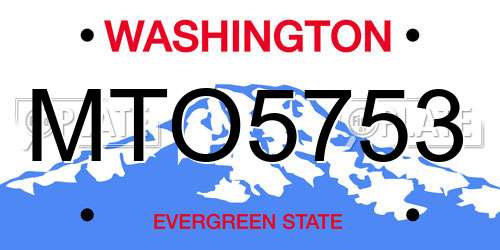 MTO5753 Washington License Plate