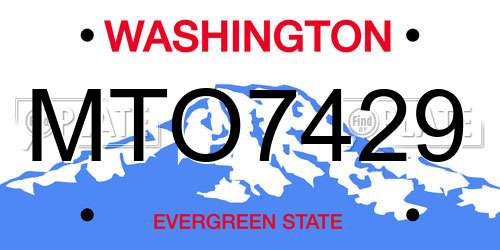 MTO7429 Washington License Plate