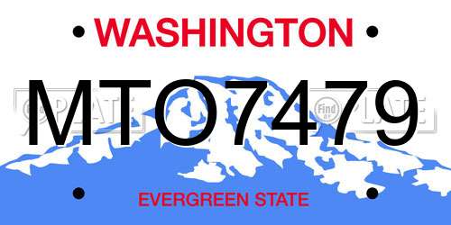 MTO7479 Washington License Plate