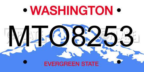 MTO8253 Washington License Plate