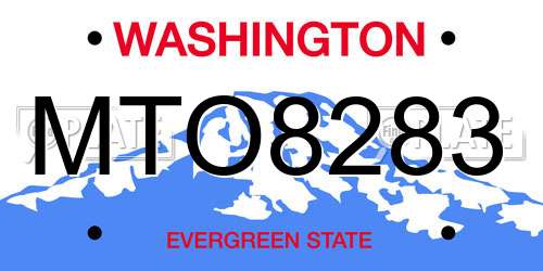 MTO8283 Washington License Plate