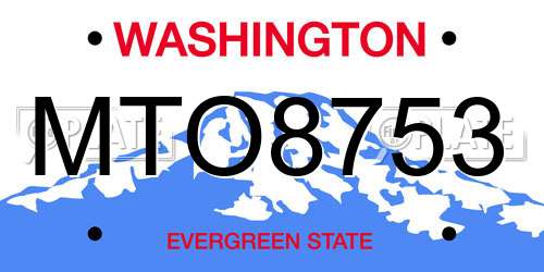 MTO8753 Washington License Plate