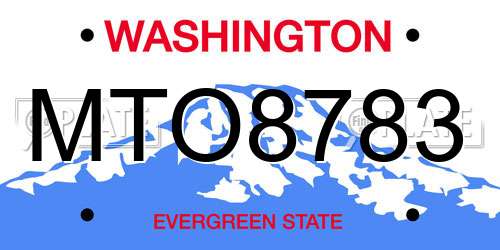 MTO8783 Washington License Plate