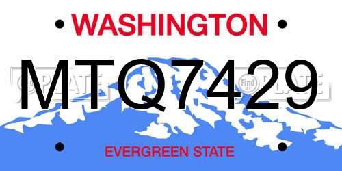 MTQ7429 Washington License Plate