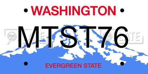 MTST76 Washington License Plate