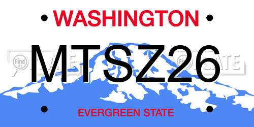 MTSZ26 Washington License Plate