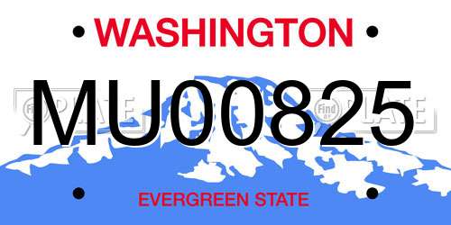 MU00825 Washington License Plate