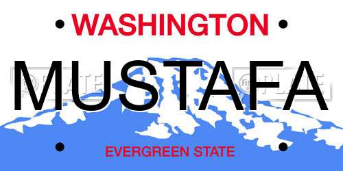 MUSTAFA Washington License Plate