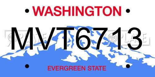 MVT6713 Washington License Plate